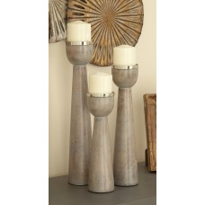 Cole Grey 3 Piece Wood and Metal Candlestick Set CLRB4124
